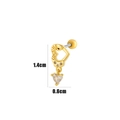 Gold heart-shaped stud earring with Lock Me engraving and hanging zircon droplet - LOCK ME Heart Lock Pendant (7#) / Gold Yellow