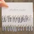 9-pair silver hoop earring set with diverse pearl accents and twisted chain designs - Silver Twist Pearl Hoop Style (5797102HB)