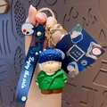 Porte-clés artistique Van Gogh avec figurine 3D et dragonne en silicone bleue - Artiste Dodue-Van Gogh