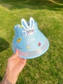 Light blue kids sun visor hat with cartoon rabbit decor and built-in solar fan - Ice Silk Rabbit Style / Ice Silk Rabbit-Sky Blue