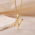 Textured gold letter N pendant necklace with vertical stripes on a curb chain style - Gold Letter N (Pendant Only)