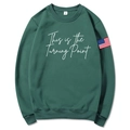 Felpa unisex verde scuro con stampa This is the Turning Point e patch bandiera - S / Verde Scuro