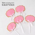 Pink cloud-shaped cake toppers with gold glitter edge and ribbon bow 5-piece set - Pink Blank Topper - 5 Pcs