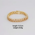 Vergulde iced-out hiphop Cuban link armband met heldere kristallen, lengte 16,5 cm - Goud