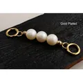 Gold cherry pearl keychain bag extender with large white pearls and metal spring rings - Pearl Extension Chain (K Gold)