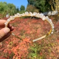Handmade golden crystal crown headband featuring translucent white raw quartz stones - Double Row / White Moonstone-Double Row