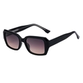 Square black sunglasses with thick frames and gradient lenses for a modern outdoor look - Bright Black Gray Brown Gradient