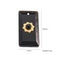 Rectangular black natural stone pendant with gold star inlay and 25mm length - Black Agate