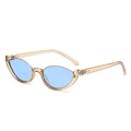 Fashion cat eye sunglasses with amber frame and light blue lenses for a retro look - Transparent Tea Frame Blue Lens