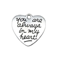 Colgante corazón de plata con grabado 'you are always in my heart' para joyería DIY - Corazón-Always in my heart