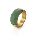 Minimalist brushed titanium steel ring featuring a geometric green gemstone in gold finish - US 7 / Green Gold (KR51544-K)