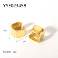 Detail shot of 18K gold plated minimalist ear cuffs with 11mm height and 15mm width - Irregular Geometric Style (YYE023458)