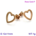 Hohlherz-Ohrstecker in Roségold aus Titanstahl, Maße 12x11mm für trendigen Damenmode - Einfacher Herzstil / Roségold