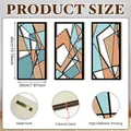 Set of 3 minimalist geometric wood wall art panels with 40x20cm size and hooks - Modern Geometric Abstract Style (Y24Y51239_Q)