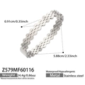 Silver stainless steel interlocking wave link bracelet featuring waterproof hypoallergenic finish - Steel Wave Chain Textured Bangle (Z579)