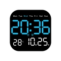 Reloj digital LED negro cuadrado con pantalla azul y blanca de hora y temperatura - Azul