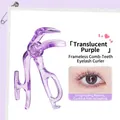 Portable transparent purple eyelash curler with built-in comb for natural curling - Rimless Comb Transparent Purple
