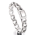 Vintage oxidiertes Edelstahl-Kettenarmband für Herren mit industriellem Verschluss - Antik-Silber Distressed Industrial Style Armband (KB166030-KJX)