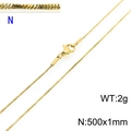 500mm golden stainless steel twisted snake chain necklace with lobster clasp - Gold 500x1mm(KN203690-Z)