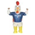 Inflatable France rooster costume for adults with blue jersey and red comb design - Super Rooster / One Size