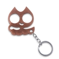 Cat-shaped bronze metal keychain with dual-finger hole design for outdoor carry - Justice Cat Antique Red Copper (K00633-15)