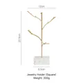 Golden tree-shaped jewelry stand with white marble base, dimensions 12x22.5cm, 300g - Terrazzo Square Base Jewelry Rack