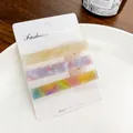 Three-piece acetate hair clip set in beige, marble pink, and rainbow patterns with gold clips - Style G / 3pcs