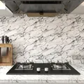 Self-adhesive marble pattern kitchen wallpaper with waterproof and heat-resistant finish - Large Grain Marble