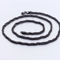 Collana da uomo a corda in acciaio inossidabile nero stile punk con chiusura a moschettone - Larghezza 4 mm Lunghezza 60 cm (KN87771-KFC)