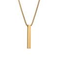 Minimalist gold bar necklace featuring a vertical rectangular pendant and a fine box chain - Square Pearl Chain 60CM / Gold