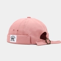 Pink canvas docker hat with vintage Brooklyn embroidery and adjustable strap - Adjustable / NEW YORK Patch Dusty Pink