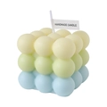Handmade bubble cube candle with yellow, green, and blue gradient colors for home decor - Summer Sea - Pomelo & Tangerine