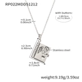 Collana a medaglione a libro in acciaio argento con silhouette di coppia romantica - Color Acciaio Stile Coppia (RP022)