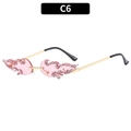 Pink flame rimless sunglasses with purple crystal rhinestones and gold metal frames - Light Pink