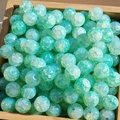 Mint green frosted glass beads with gold foil effect for DIY jewelry making - 10mm / Cyan
