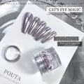Vista macro della polvere magnetica viola effetto cat eye per nail art - Polvere Specchio Occhio di Gatto Galvanizzato Aurora 03 (Viola Freddo)