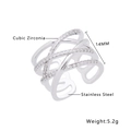 Multi-layer crossover stainless steel ring with cubic zirconia in silver finish - Silver