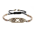 Adjustable woven bracelet with gold plated heart and smiling face charm for women - Tri-color Lucky Bead Chain