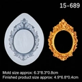 Vintage frame silicone mold for fondant showing white mold and golden embossed frame - 15-689 Transparent