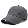 Dunkelgraue Herren Baseballkappe aus schnelltrocknendem Netzgewebe mit Sports Metalllogo - Verstellbar / Dunkelgrau