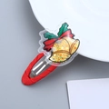 Christmas bell hair clip for girls with gold star sequins and red ribbon wrapping - Red Bell