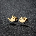 Polished gold stainless steel mini whale stud earrings for women on a textured background - 275 Gold (Whale)