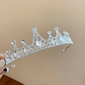 Silver crown headpiece with sparkling marquise rhinestones and fixed loops for girls - 2# Headband - Small Rhinestone Crown