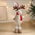 Standing 70cm Christmas reindeer plush doll with striped hat and cozy red scarf decoration - Extendable Reindeer