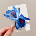 Pince à cheveux iris bleu en tissu avec texture de pétales sur carte décorative - 4# Bleu Dégradé Orchidée 3D