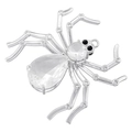 Detailed close-up of a silver spider pendant featuring a pear-shaped clear gemstone - Spider / White Gold