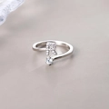 Minimalist S925 sterling silver open ring featuring a sparkling zircon and letter R design - Letter R