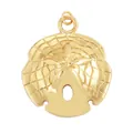 Golden sand dollar metal pendant with radial texture and 5-point star design 39mm - K539421-Gold Sand Dollar Pendant