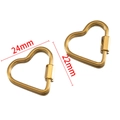 Golden heart-shaped stainless steel carabiner clasp connectors measuring 24mm x 22mm - 03 Heart Hexagon Connector - Gold