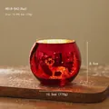 Red Christmas glass candle holder with deer and forest patterns, size 10.5x8.5cm - Red Reindeer Forest Style (HG18-842)